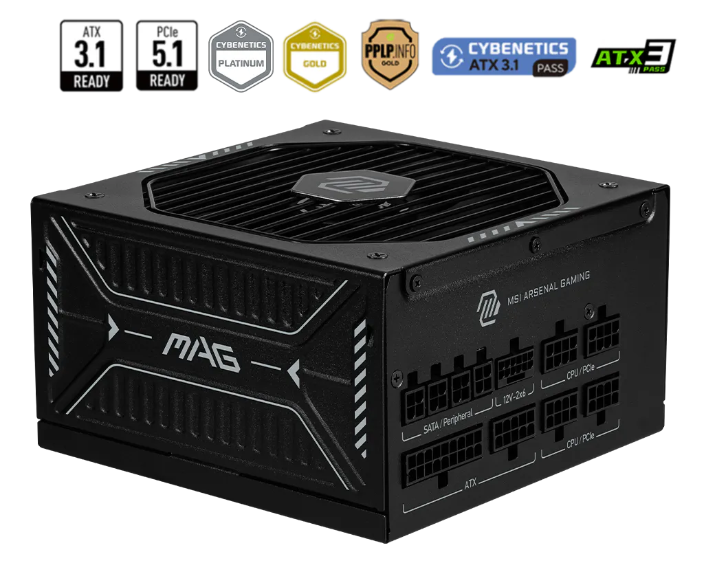 Image of MSI MAG A850GLS PCIE5 850W 80+ Gold Totalmente Modular