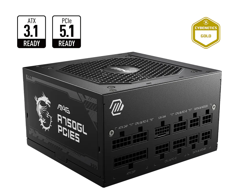 Image of MSI MAG A750GL PCIE5 750W 80+ Gold Totalmente Modular