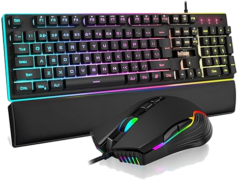 Imagen de RedThunder K10 Combo Teclado + Mouse + Reposamuñecas RGB