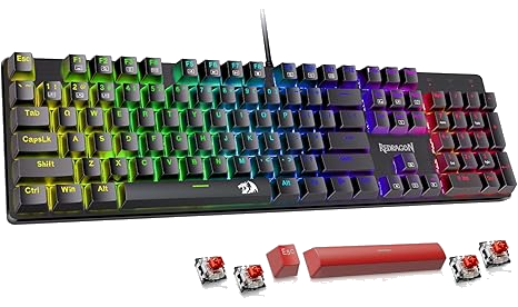 Imagen de Redragon Mecánico Cableado Hot-Swap Red Switch RGB